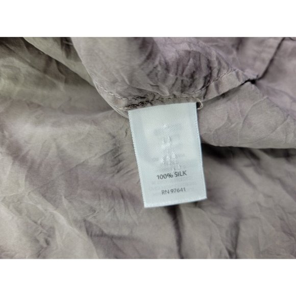 J. Jill Women's Large Ivory Gray Ombre Silk Pleated Blouse Tunic Round Neck - Picture 6 of 11